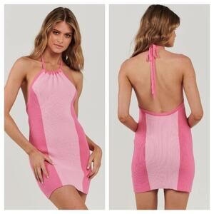Charlie Holiday Women's Carla Halter Ribbed Mini Dress in Pink